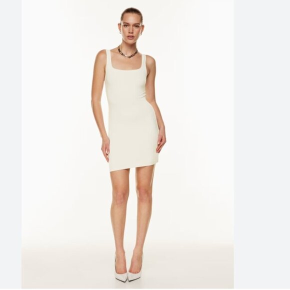 Aritzia Babaton Contour Squareneck Mini Dress White Cream Size Medium - Picture 1 of 5